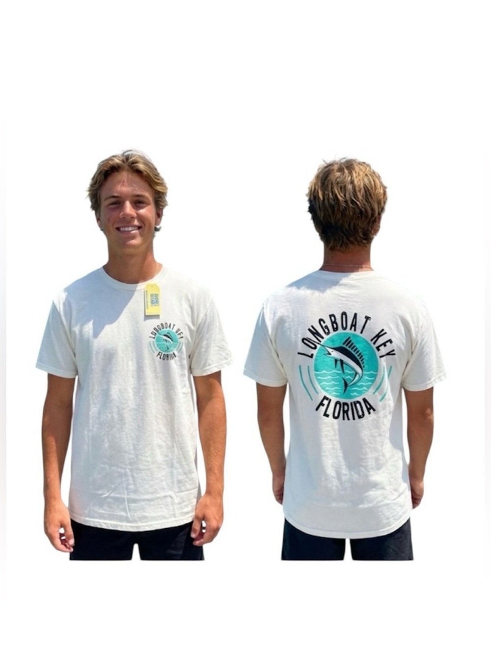 Gildan White Graphic Beach T-Shirt 100% Cotton Size: Medium